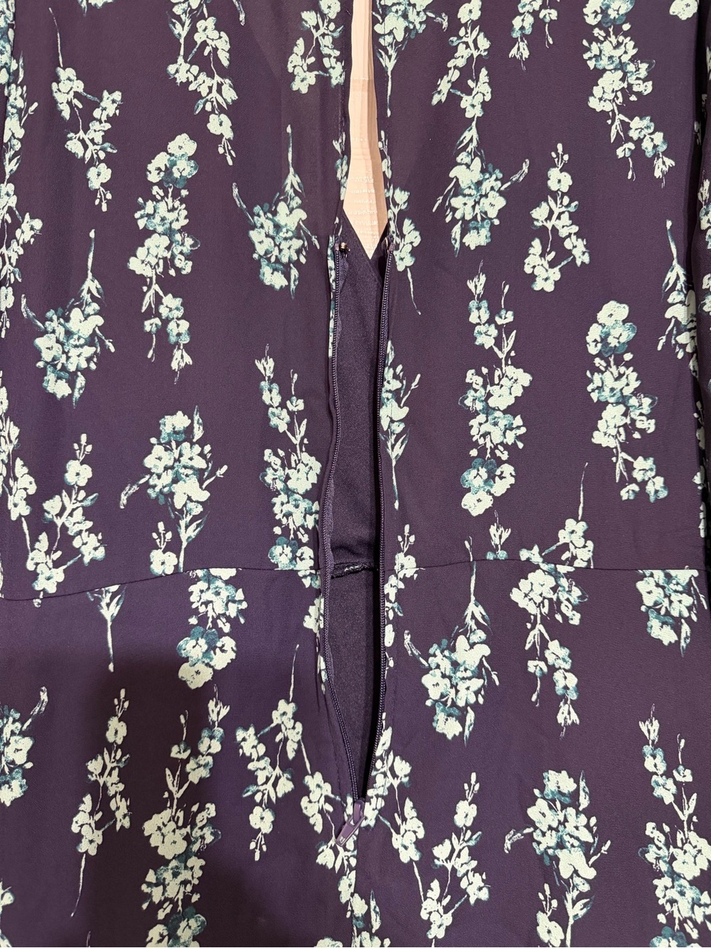 Jun & Ivy navy blue floral mini dress long sleeves size M - Picture 10 of 10